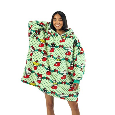 Green Hello Kitty & Friends Christmas Hooded Wearable Blanket