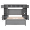 Full Size Storage Platform Bed with 4 Storage Drawers and Cabinet Bookshelf Headboard, No Box Spring Needed-3irtyhousy - 3 of 4