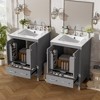 Vynxaria 48-Inch Grey Bathroom Vanity - Dual Undermount Ceramic Sinks, 4 Soft-Close Doors, 2 Divided Drawers, Double-Layer Shelves - 2 of 4