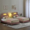 Twin Bed Frame with LED Lights and Headboard, Upholstered Platform  Bed Frame with Strong Wooden Slats, No Box Spring Needed, Easy Assembly - 3 of 4