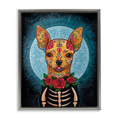 Stupell Industries Celebration of Life Chihuahua Black Framed Floater Canvas Wall Art