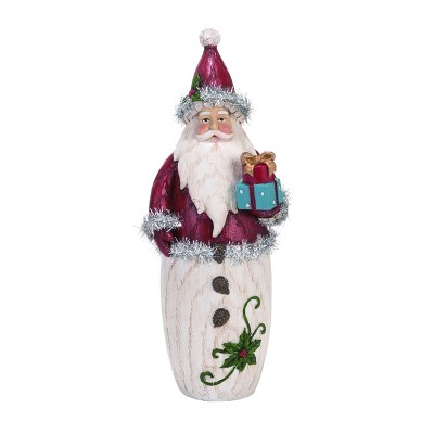 Transpac Resin 12 in. White Christmas Vintage Tinsel Santa