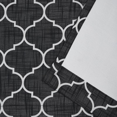 Noir Trellis Pattern Blackout Polyester Extra Long Drapes