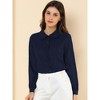 Allegra K Women's Work Peter Pan Collar Long Bishop Sleeve Button Down Shirt - 4 of 4
