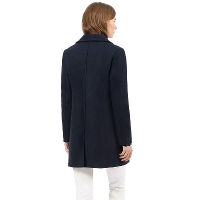 INSPIRE CHIC Women's Turn Down Collar Single Breasted Winter Outwear Overcoat Blue Medium — фото 5