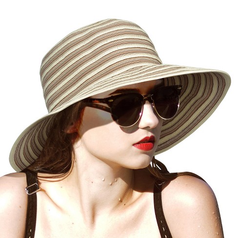 Solaris Women Floppy Sun Hats w/ Wide Brim Summer Beach UV Protection Foldable Gardening Hiking Cap, Beige