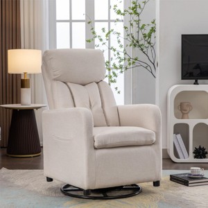 Swivel Rocker Recliner Single Rotating Sofa Chair,Linen Swivel Chair Couch,Swivel Armchair With Pocket Soft Swivel Nursery Chair-Maison Boucle - 1 of 4