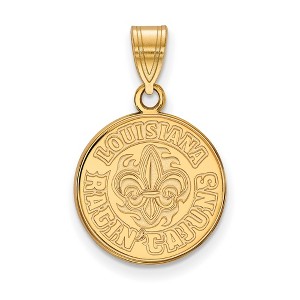 Black Bow Jewelry 14k Yellow Gold Plated Sterling Silver Louisiana Lafayette Ragin' Cajuns NCAA Medium Pendant - 1 of 2