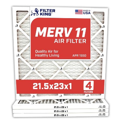 Filter King 21.5x23x1 Air Filter | 4-PACK | MERV 11 HVAC Pleated A/C Furnace Filters | MADE IN USA | Actual Size: 21.5 x 23 x .75"