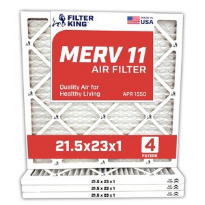 Filter King 21.5x23x1 Air Filter | 4-PACK | MERV 11 HVAC Pleated A/C Furnace Filters | MADE IN USA | Actual Size: 21.5 x 23 x .75" - 1 of 4