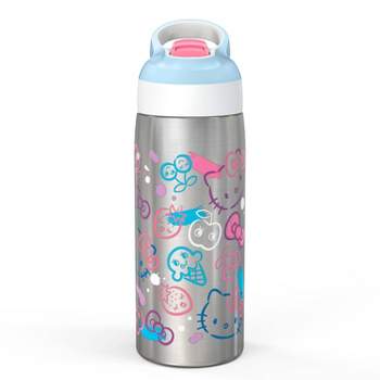 Zak Designs 20 fl oz Stainless Steel Barbie Water Bottle with Straw  Pink/White