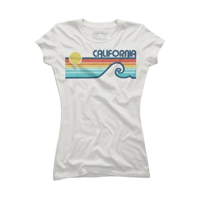 Junior's Design By Humans California Retro Sunset By LuckyU T-Shirt