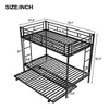 Twin Over Twin Bunk Bed with Trundle, Metal Bunkbeds with Ladder and Guardrail, Convertible Bunkbed Frame for 3 Kid, No Box Spring Needed - 3 of 4