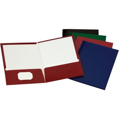 Oxford Laminated Pocket Folder, Letter, 2-Pocket, Assorted Colors, pk of 25