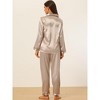 cheibear Women's Satin Button Down Lounge Tops and Pants Sleepwear Pajama Set - image 3 of 4