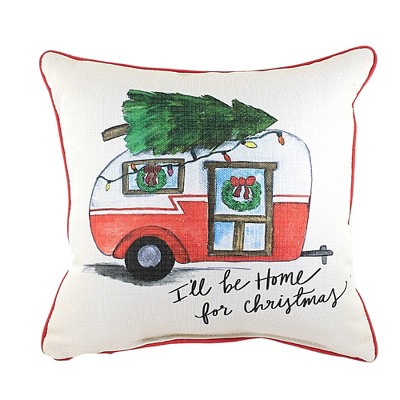Little Birdie 16.0 Inch I'll Be Home For Christmas Camper Home Decor Throw Pillows