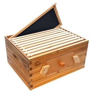 Wooden Langstroth Beehive Box - 10 Frame with Window, 1 Deep Box Dipped in Beeswax - Perfect for Beekeeping & Honey Production - 1 of 4
