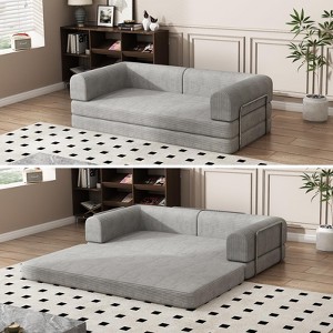 Convertible Sleeper Sofa Bed, Corduroy Modular Couch with High-Density Sponge & Fixed Frame for Living Room Lounge - 1 of 4