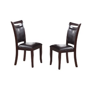 Simple Relax Set of 2 Faux Leather Upholstered Dining Chairs in Dark Espresso - 1 of 4