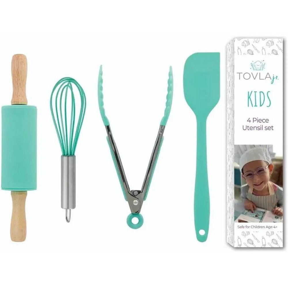 Photos - Other Accessories Tovla Jr. 4pc Kids Kitchen Tools Set Teal Green