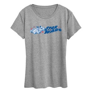 Women's - Star Wars - Mil Falcon Rwb Stars Horizontal Chest Short Sleeve Graphic T-Shirt - 1 of 4