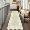Washable Scalloped Living Room Bedroom Rugs, Indoor Modern Non Slip Dining Room Rugs, Low Pile Floral Print Throw Carpet for Home Decor - 4 of 4