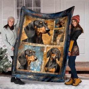 Christmas Gifts, Cute Dachshund Dog Pattern Print Portable Office Nap Blanket, Lightweight and Compact for Travel - 1 of 4