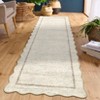 Scalloped Washable Bordered Living Room Bedroom Rug, Ultra Thin Non Slip Indoor Farmhouse Carpet for Dining Room - 2 of 4