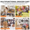 Folding Shopping Cart with Waterproof Liner, Dual Basket, 360° Swivel Wheels, Collapsible Utility Cart for Laundry, Camping - 4 of 4