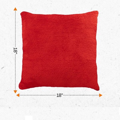 Red Arctic Velvet Square Throw Pillow Set, 18"