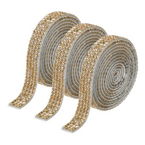 Unique Bargains Self-Adhesive DIY Crafts Decorations Crystal Rhinestone Diamond Ribbon 3 Rolls - 1 of 4