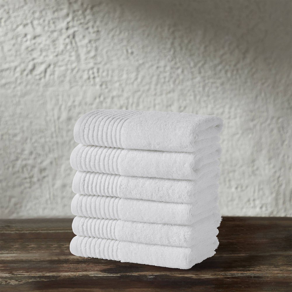 Photos - Towel 6pc Ringspun Soft Quick Dry Hand  Set White - Isla Jade: Cotton Terry