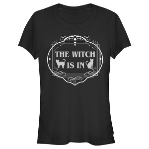 Juniors Womens Lost Gods Halloween The Witch Is In Cats T-Shirt - 1 of 4