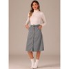 Allegra K Women's High Waist Solid Button Front A-Line Belted Corduroy Midi Skirt - 3 of 4