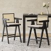 Okak Set of 2 Solid Wood Counter Height Bar Stools for Dining Rooms,Natural Finish Kitchen Island Armchairs with Rattan Back - 2 of 4