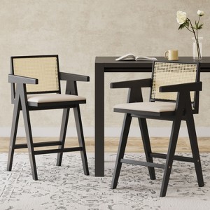 NicBex Set of 2 Bar Stools for Kitchen Island,Rattan Counter Bar Stools with Rubberwood Frame,Bar Chairs for Dining Rooms,Kitchens - 1 of 4