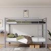 Twin Over Twin Bunk Bed with Ladder – Metal Frame with High Guardrail and Metal Slats – No Box Spring Needed – Sturdy and Space-Saving - 2 of 4