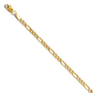 Black Bow Jewelry 3.25mm 14k Yellow Gold Solid Flat Figaro Chain Bracelet - 1 of 4