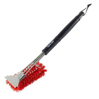 Dyna-Glo 18" Grill Brush with Nylon Bristles and Stainless Steel Scraper - Black