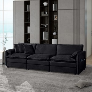 DOMETOUR Oversized Deep 3 Seat Sectional Sofa, Modern Chenille Cloud Couch with 3 Pillows for Living Room Bedroom Apartment Office - 1 of 4