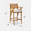 Best Choice Products Set of 2 Outdoor Acacia Wood Bar Stools Bar Chairs w/ Weather-Resistant Cushions - Teak Finish - 2 of 4