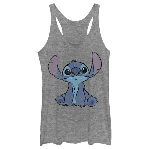 Women's Lilo & Stitch Watercolor Stitch Racerback Tank Top - 1 of 4
