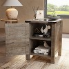OKD Nightstand with Charging Station, Farmhouse End Table w/Barn Door - 2 of 4