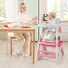 Safstar Convertible Baby High Chair, Toddler Feeding Highchair w/2-Sided Whiteboard/Building Block Top, Adjustable Backrest, Tilting Back, Pink - 2 of 4