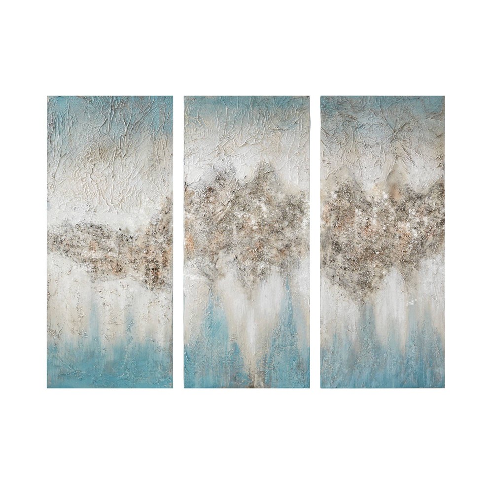 Photos - Other interior and decor  15" x 35" Luminous Hand Painted Canvas Set Blue(Set of 3)