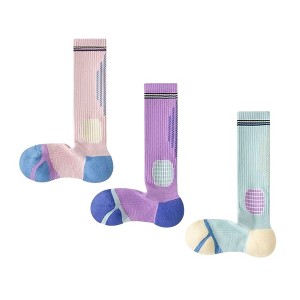 Anna-Kaci Women's 3-Pair Set Colorblock Athletic Knee-High Socks with Cushioned Heel Arch Support for Daily Fitness - 1 of 4