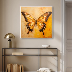 Art Remedy Golden Ochre Butterfly Elegant Butterfly Wall Art Framed - 1 of 4