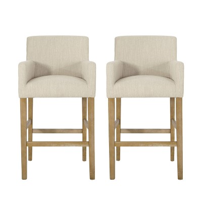 Set of 2 30.5" Armga Contemporary Fabric Upholstered Wood Counter Height Barstools - Christopher Knight Home