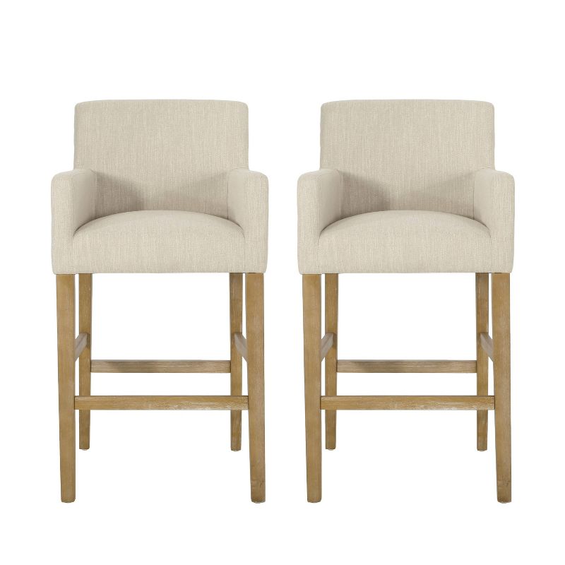 Set of 2 30.5" Armga Contemporary Fabric Upholstered Wood Counter Height Barstools - Christopher Knight Home, 1 of 11