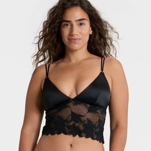 Women's Satin and Lace Removable Pad Longline Bralette - Auden™ - 1 of 4
